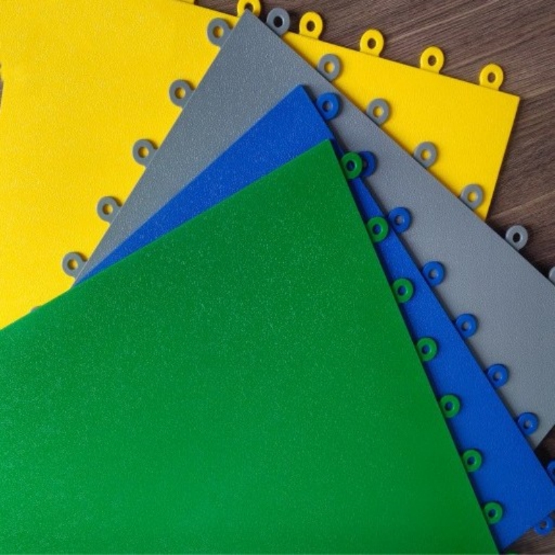 green blue grey yellow color of interlocking industrial floor